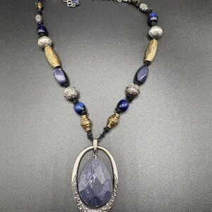 Elegant Blue and Silver Beaded Necklace